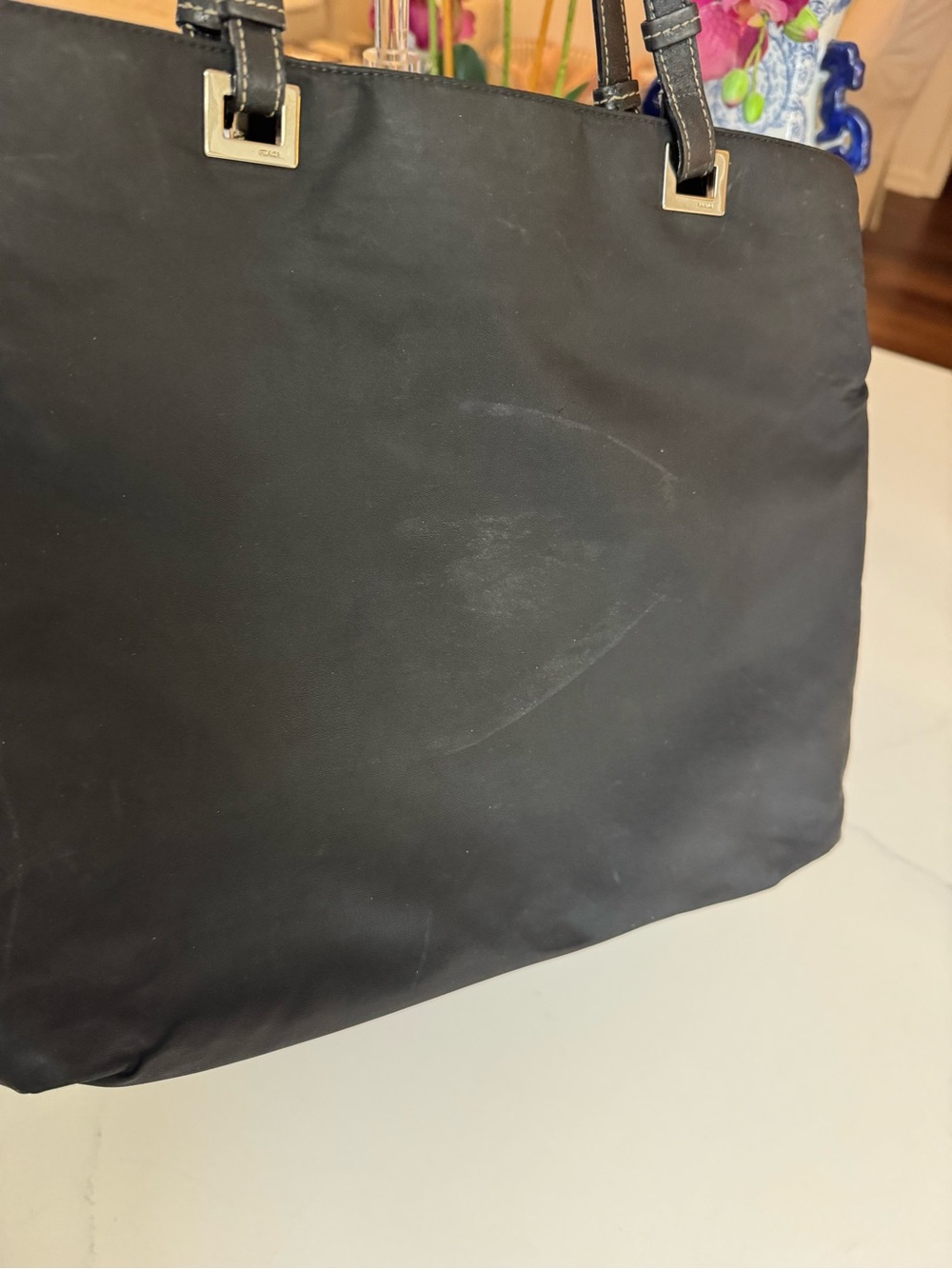 Prada Vintage Tessuto Black Nylon Shoulder Tote with Leather Top Handles Italy - Picture 17 of 17